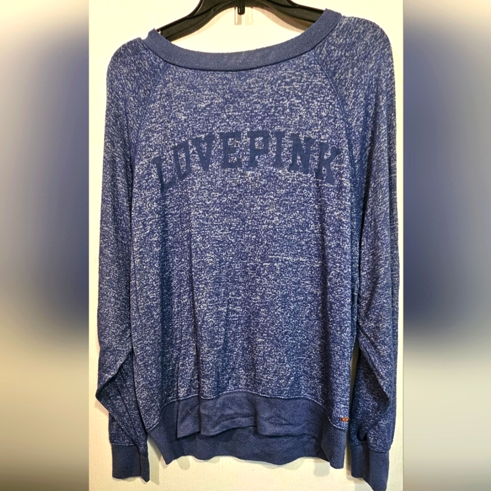 Victoria Secret Pink Long Sleeve Blue Top Sz X-Sm